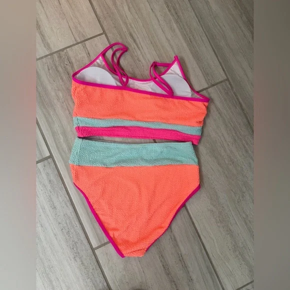 Colorblock High-Waist Color Block Bikini Set - Picture 4 of 5